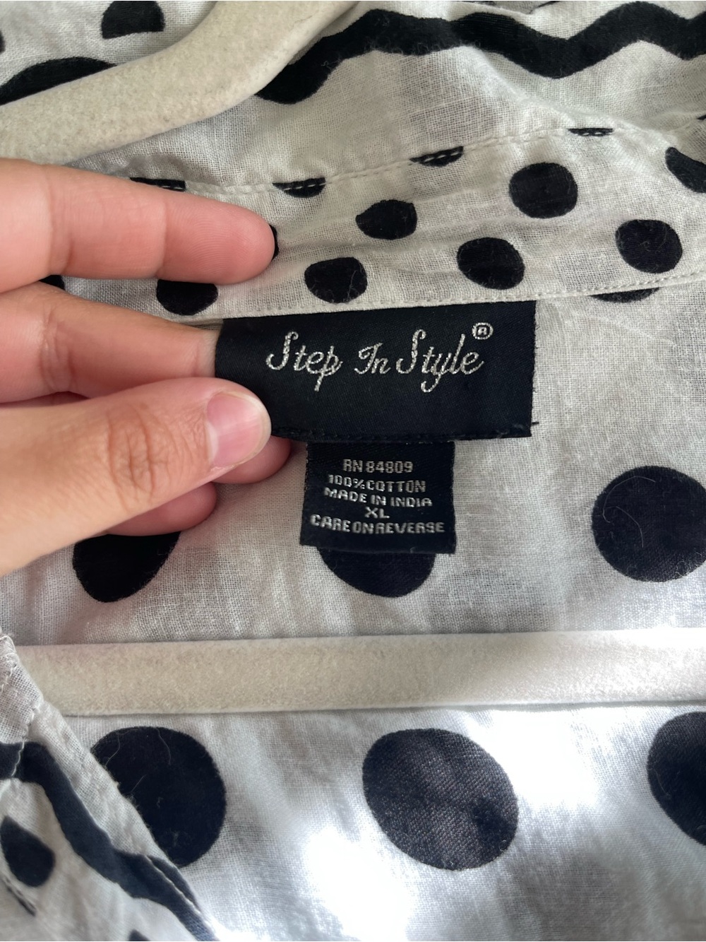 Polka Dot Puff Sleeve Women’s Dress - Black on White - Picture 8 of 8